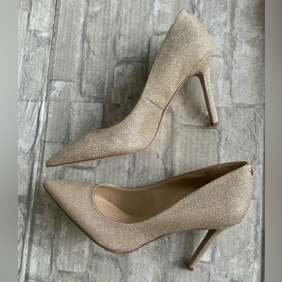 SAM EDELMAN: HAZEL POINTED TOE HEEL, LIGHT GOLD MESH - Picture 14 of 14